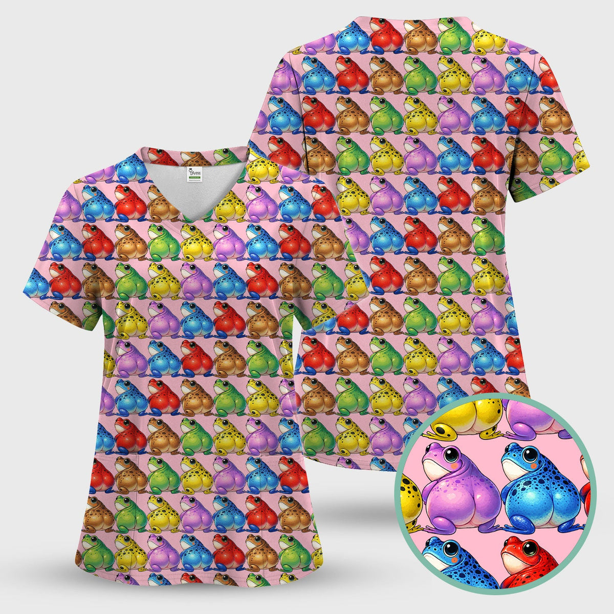 Colorful Frogs Nurse Scrub Set