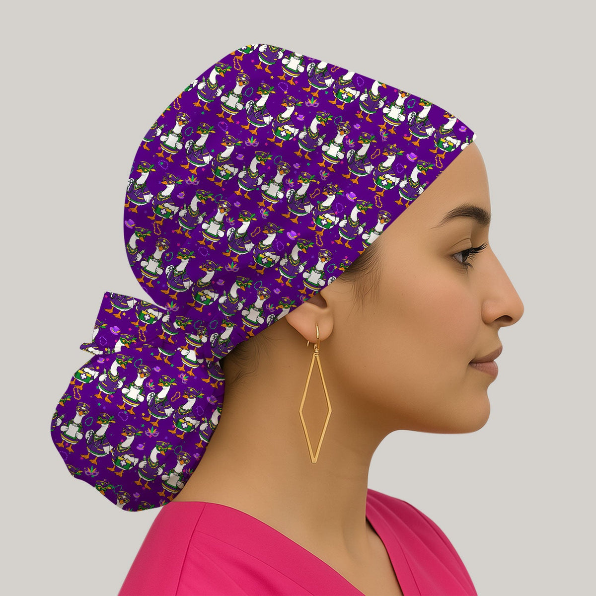 Mardi Gras Purple Parade Goose Scrub Cap