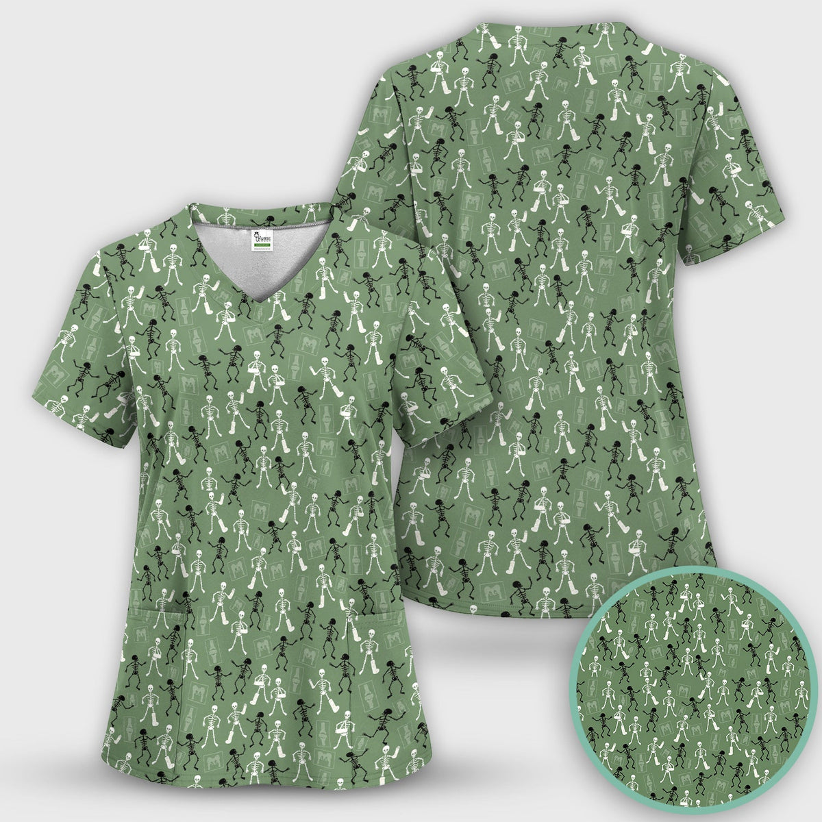 Orthopedic Skeleton Nurse Scrub Top - Halloween Gift