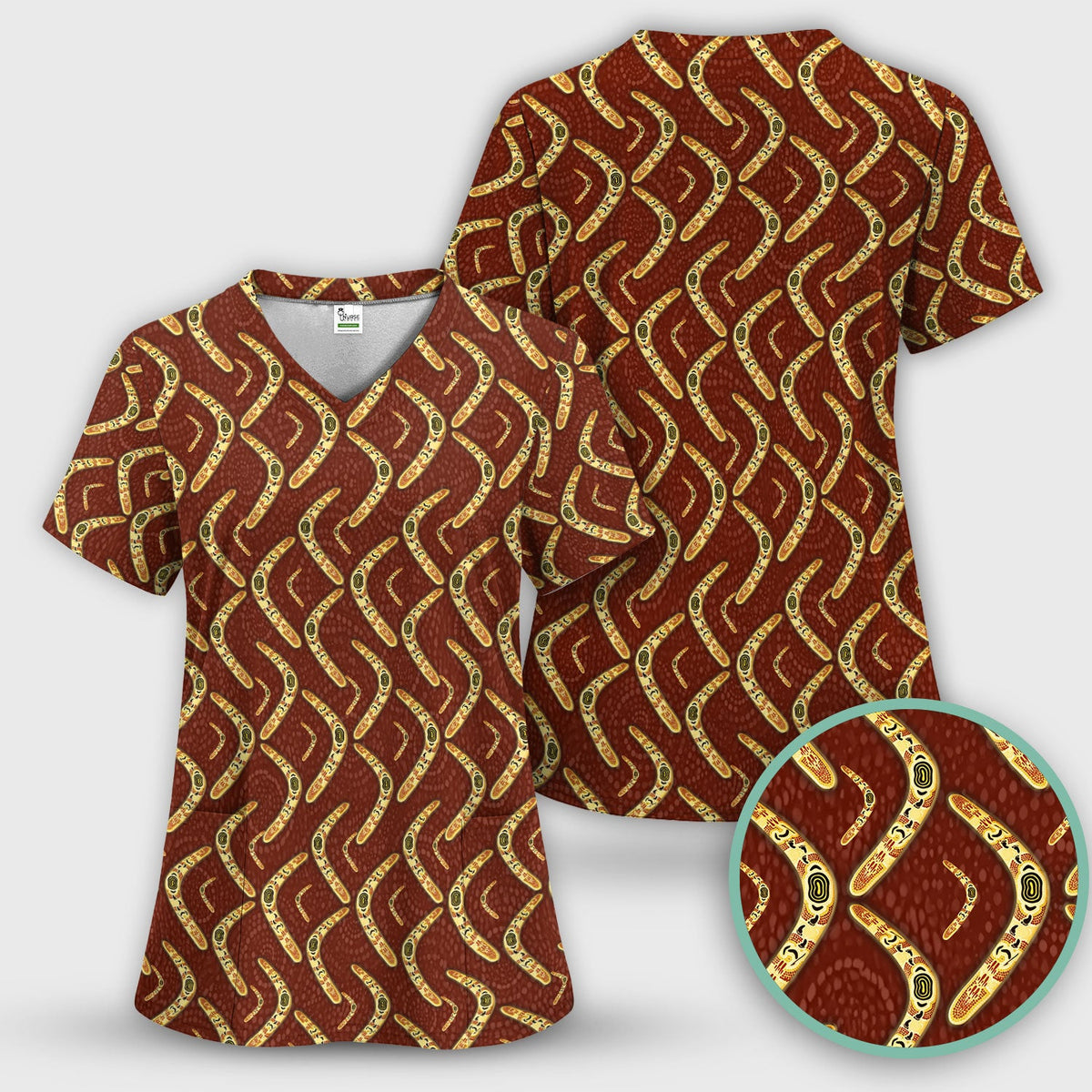 Aboriginal Boomerang Nurse Scrub Set