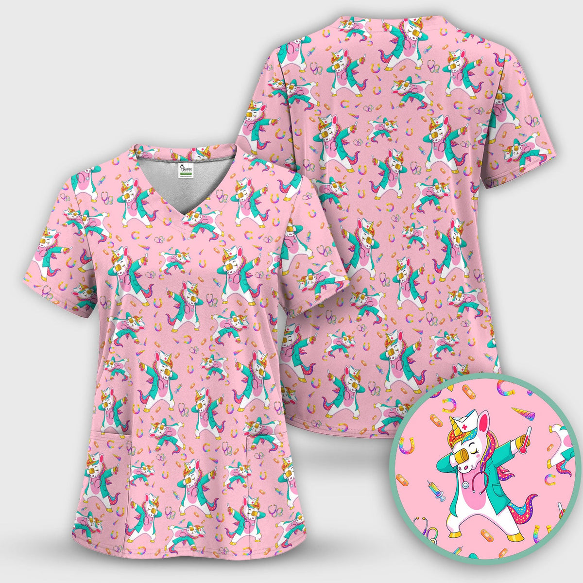 Unicorn Dance Nurse Scrub Set
