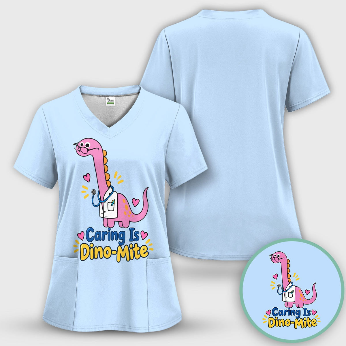 Caring Is Dino-Mite Dinosaur Nurse Shirt