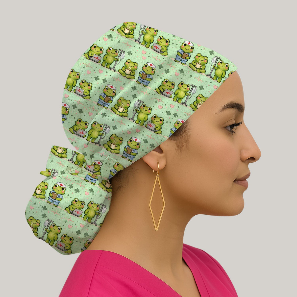 Adorable Frog Various Poses Scrub Cap