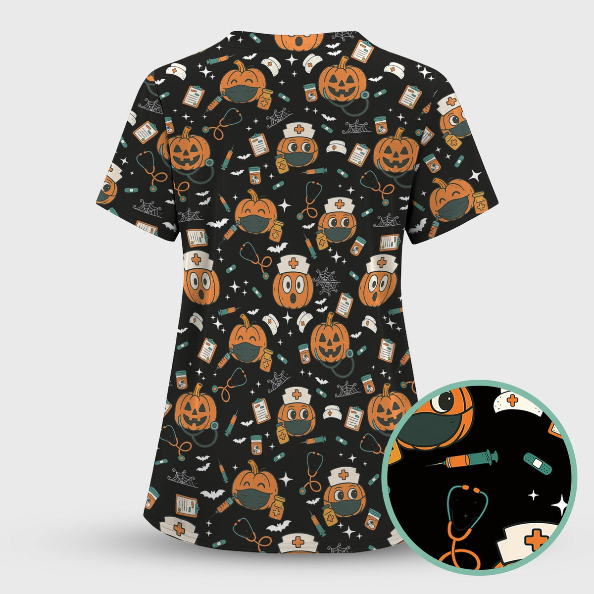 Spooky Holiday Nurse Scrub Top - Halloween Gift