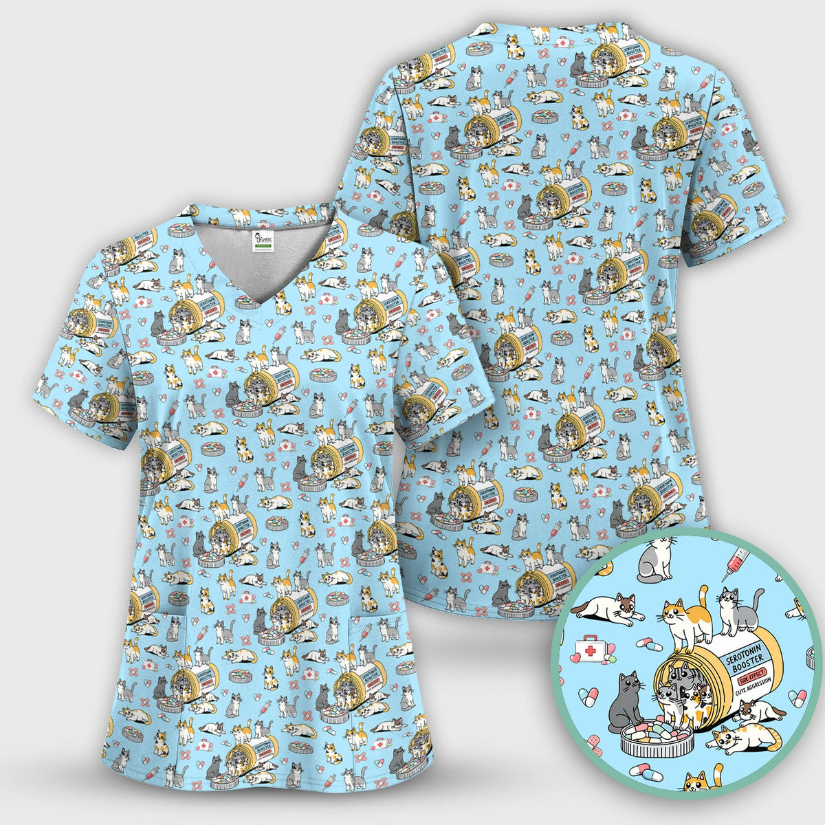 Cat Serotonin Booster Nurse Scrub Set