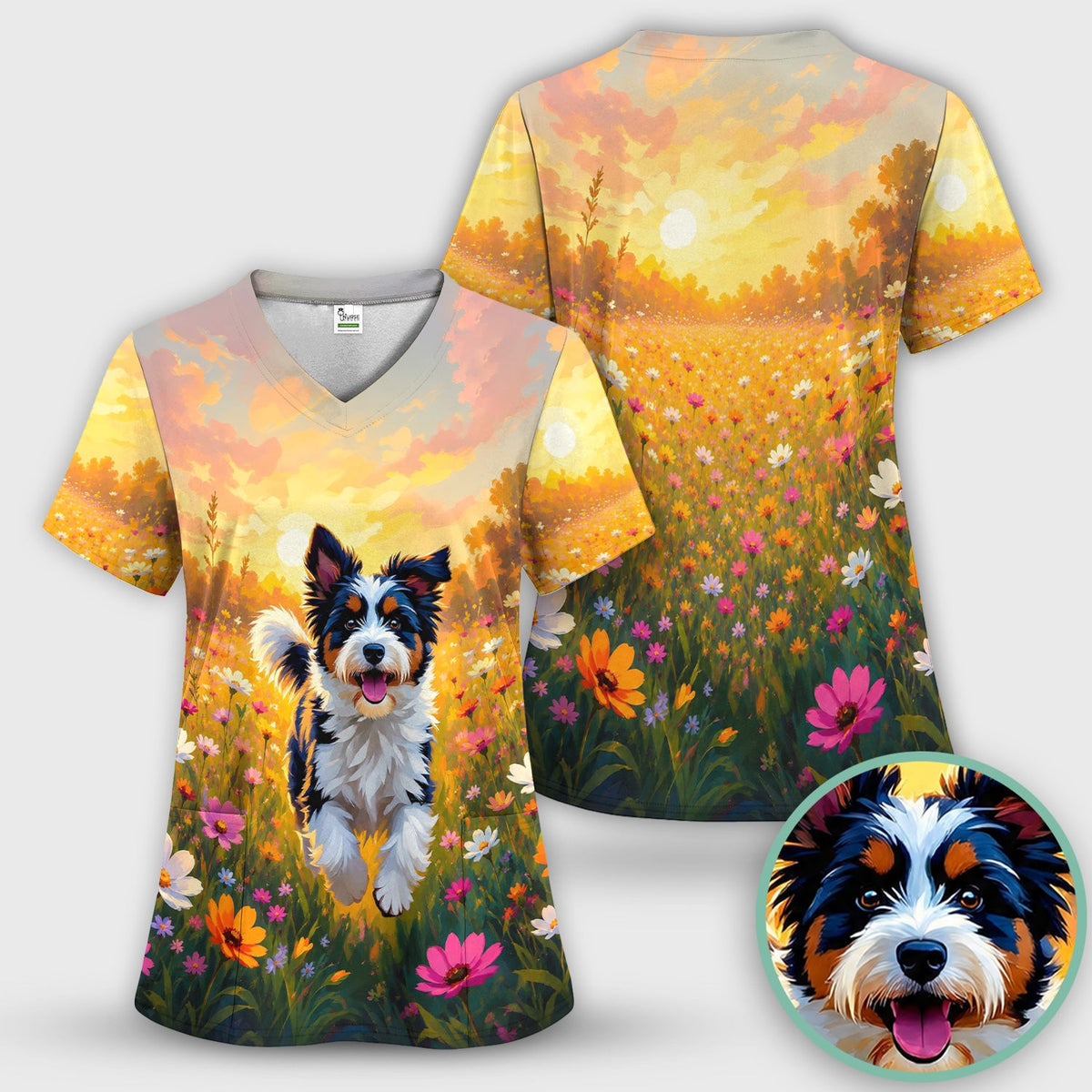 Floral Meadow Dog Nurse Scrub Set