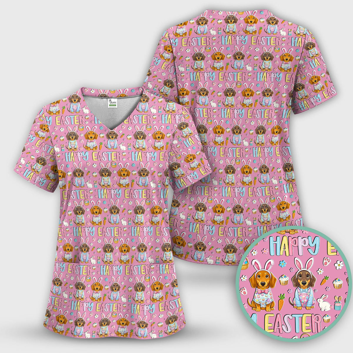 Dachshund Puppy Nurse Scrub Set - Easter Gift