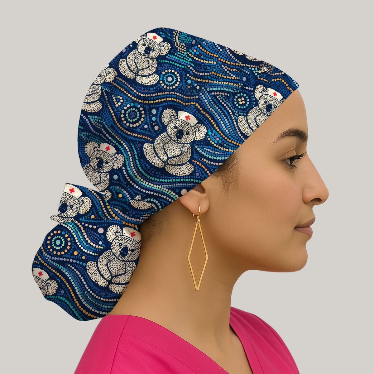 Koala Aboriginal Dot Art Nurse Scrub Cap