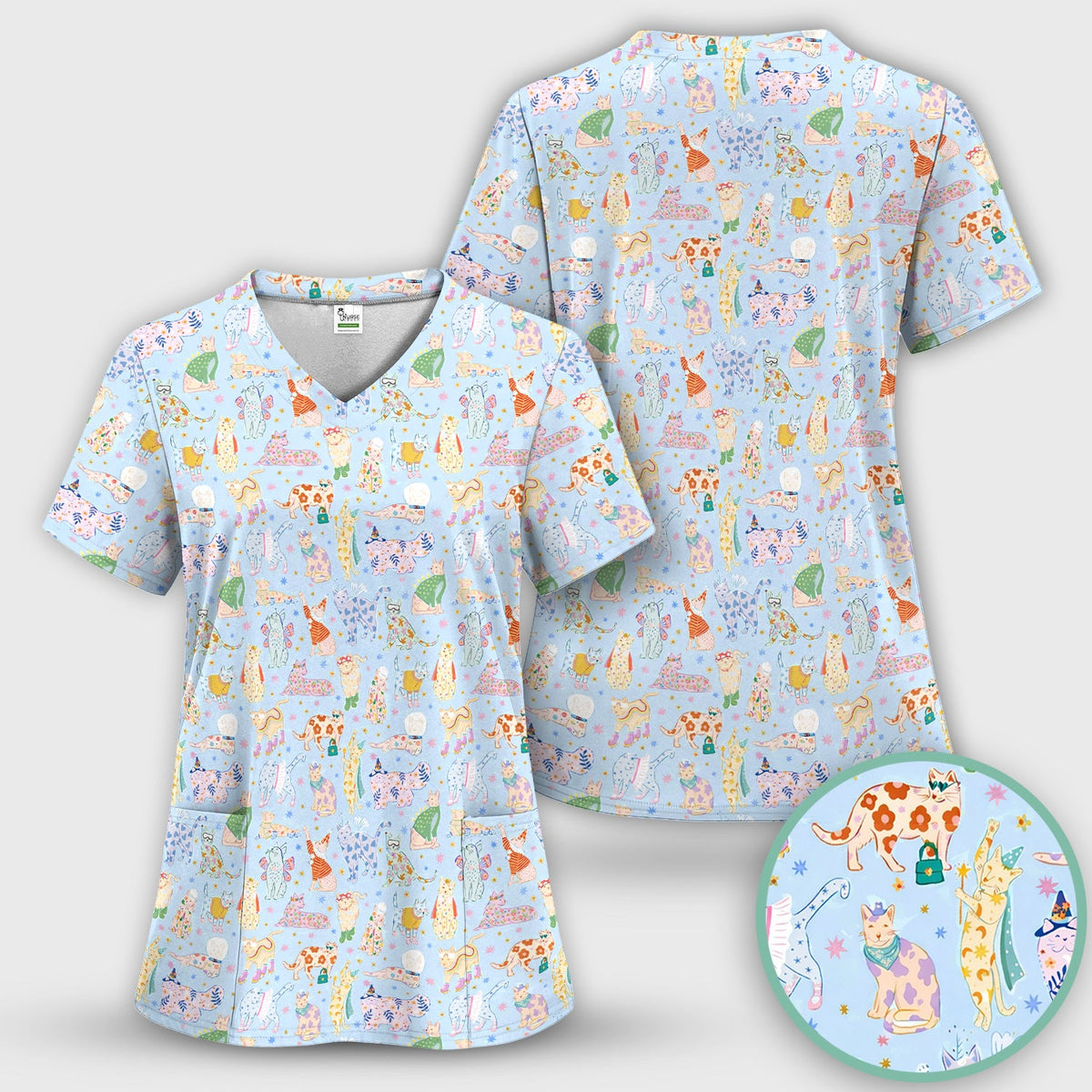 Colorful Cats Nurse Scrub Set