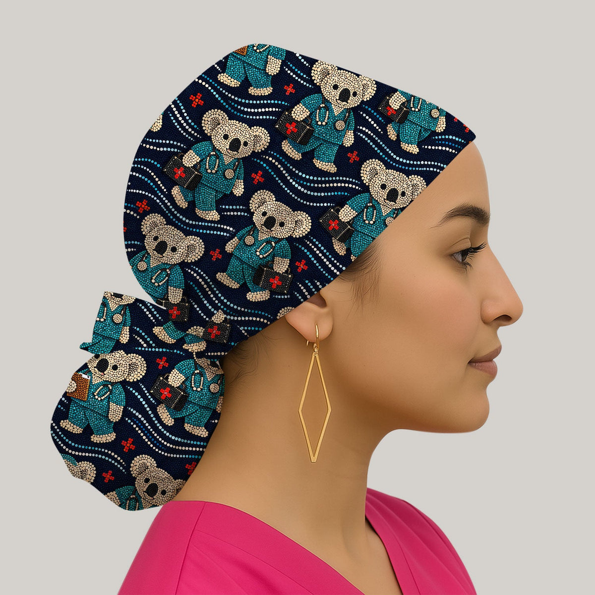 Aboriginal Dot Art Koala Scrub Cap