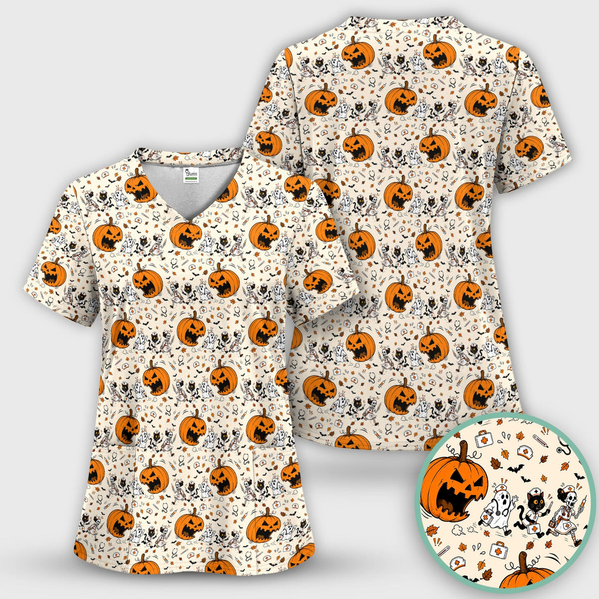 Pumpkin Chasing Nurse Scrub Set - Halloween Gift