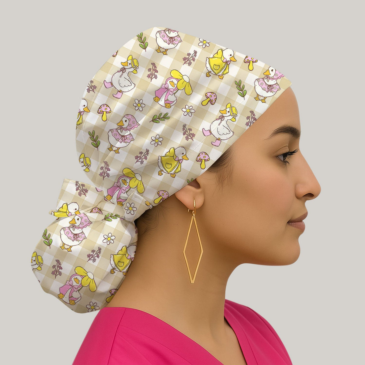 Duck Outfit Gingham Scrub Cap