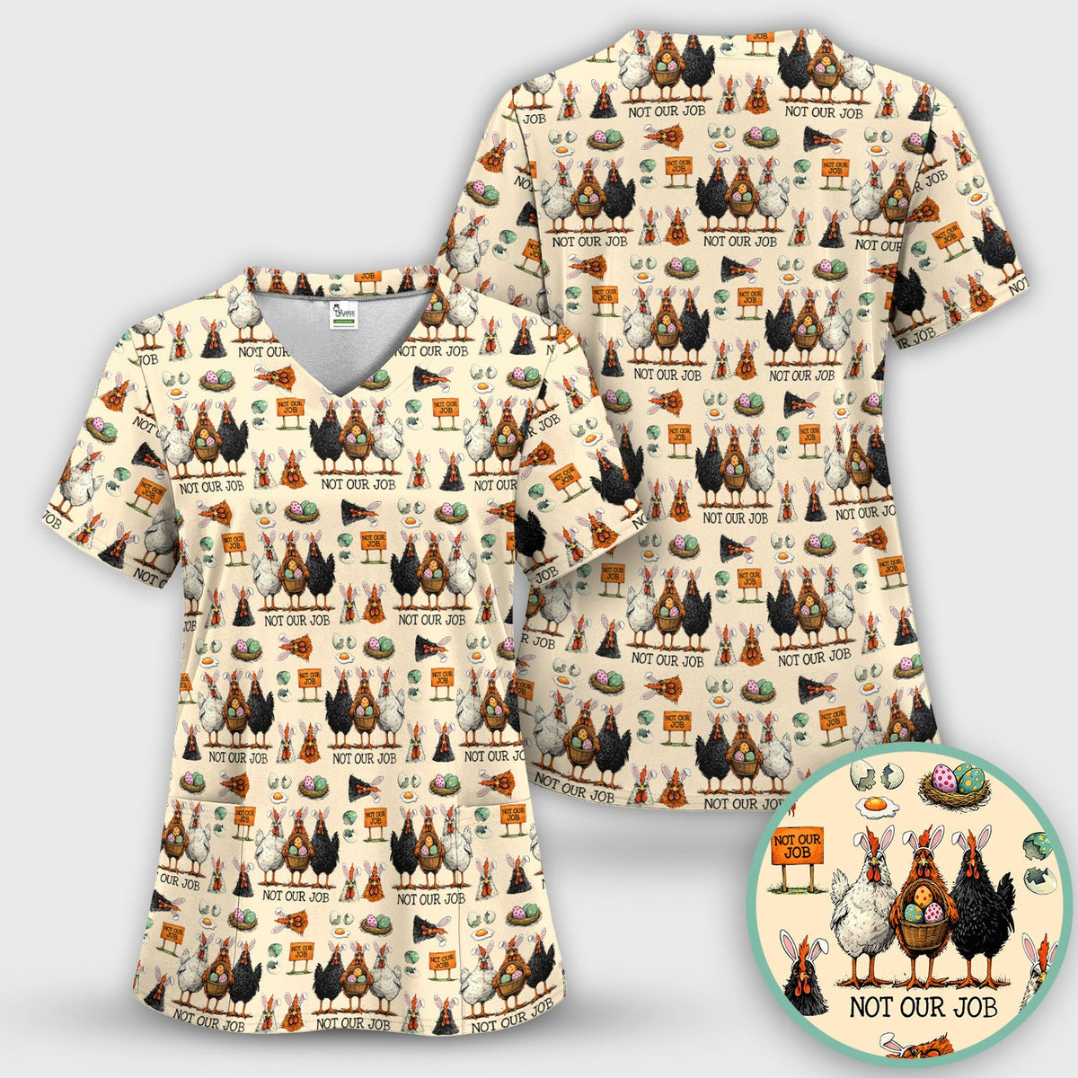 Chicken Humor Nurse Scrub Set - Easter Gift