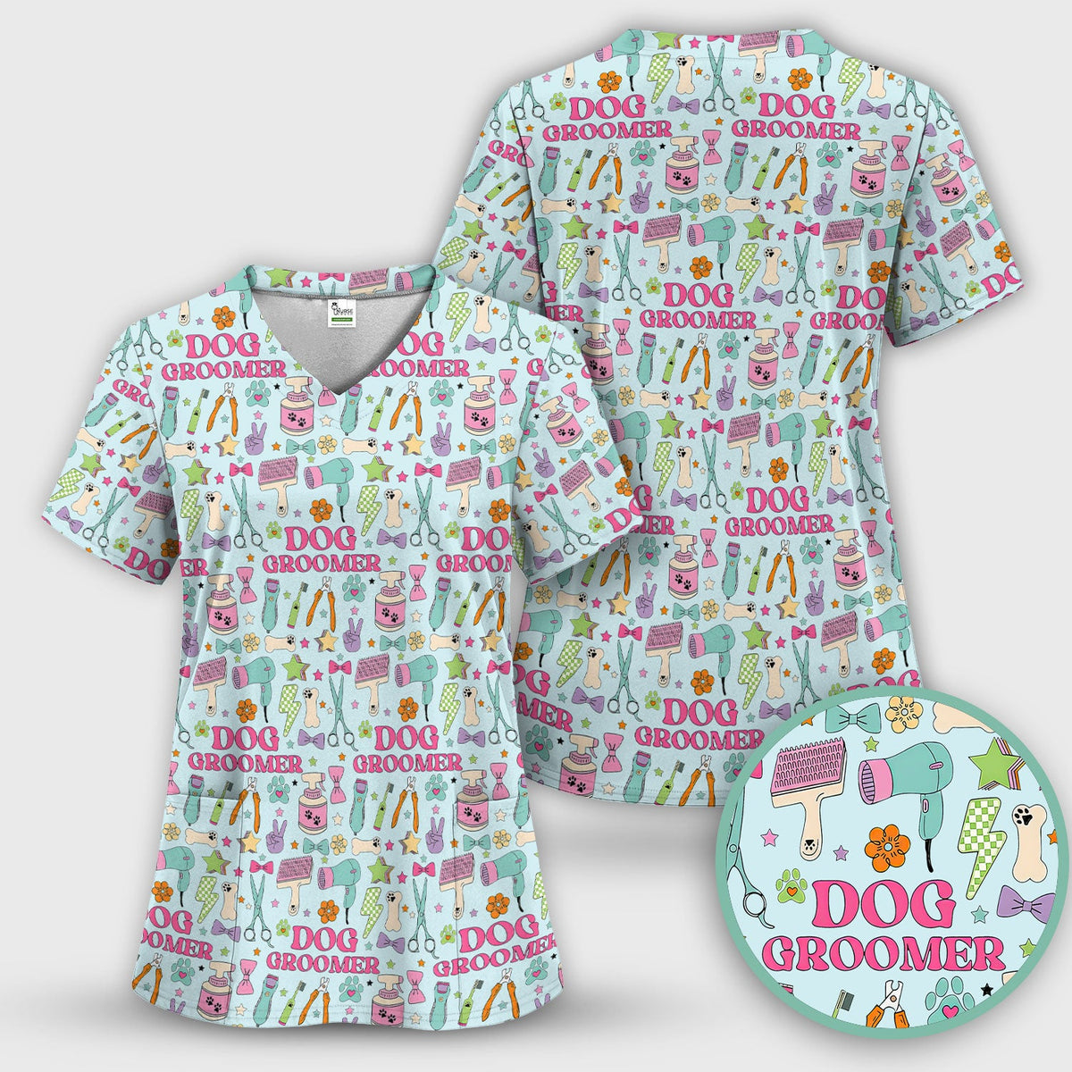 Dog Groomer Tools Nurse Scrub Set