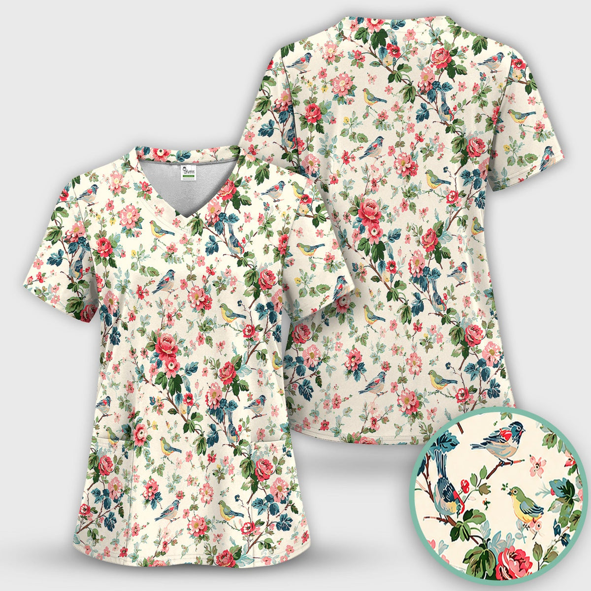 Songbird Rose Garden Nurse Scrub Set