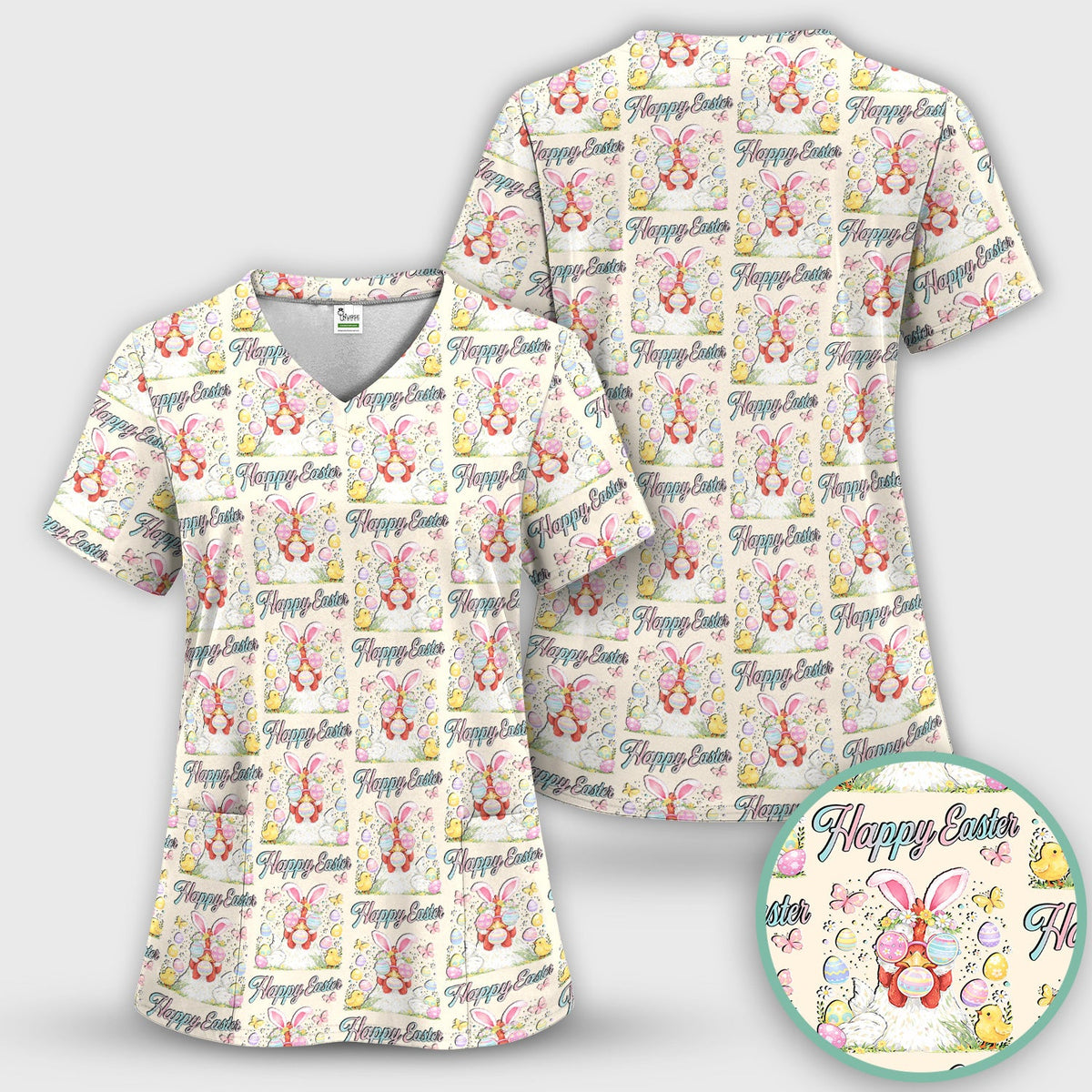 Bunny Eggs Nurse Scrub Set - Easter Gift