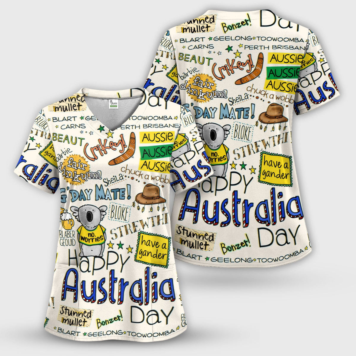 Koala Australia Nurse Scrub Top