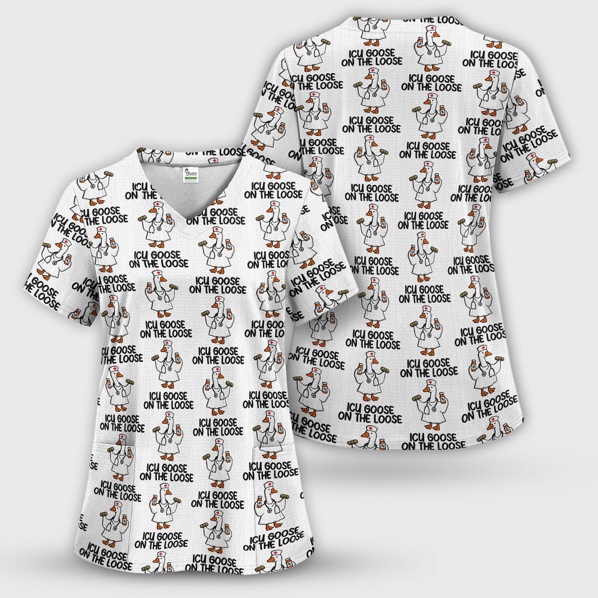 ICU Goose On The Loose Nurse Scrub Set