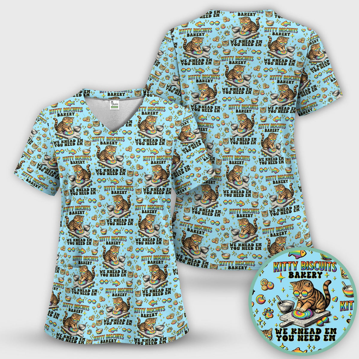 Pride Nurse Cat Baking Scrub Top