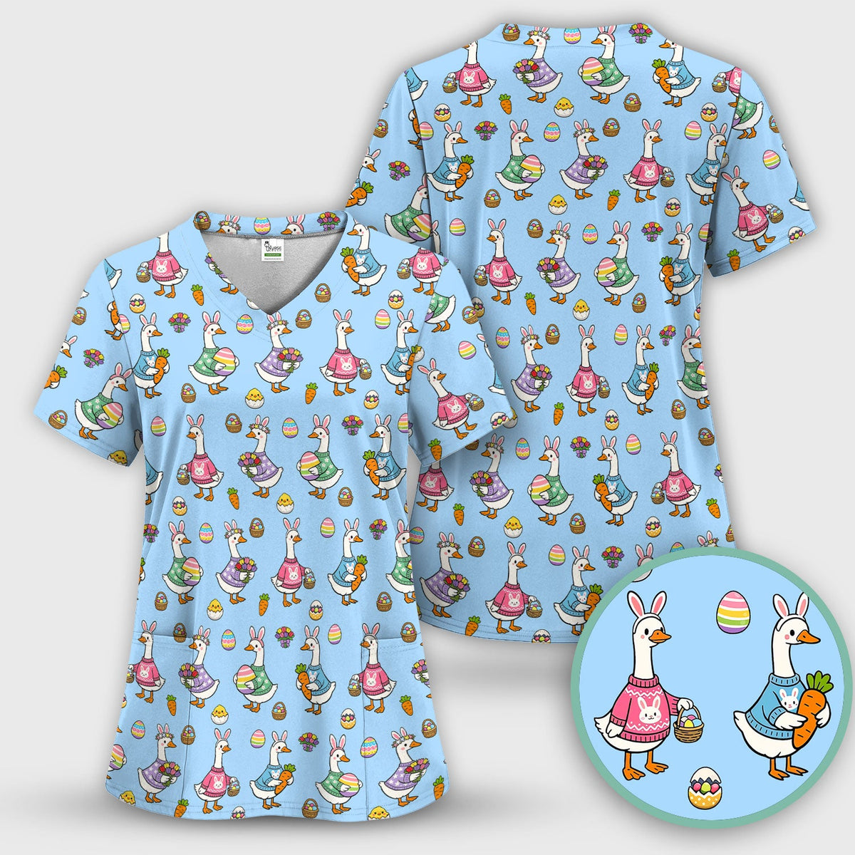 Easter Goose Nurse Scrub Top
