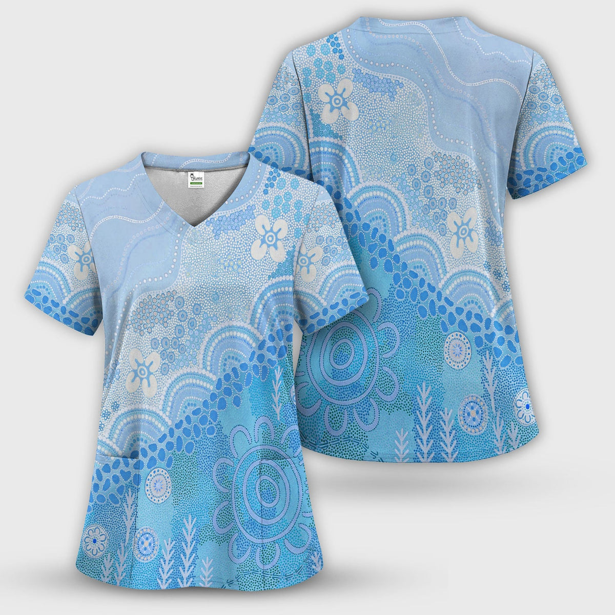Floral Mandala Dot Nurse Scrub Set