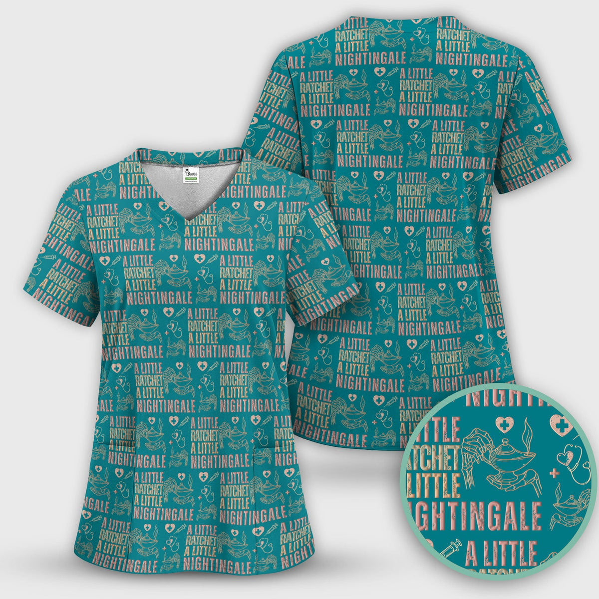 A Little Ratchet A Little Nightingale Women's Scrub Set, Breathable Med Uniform
