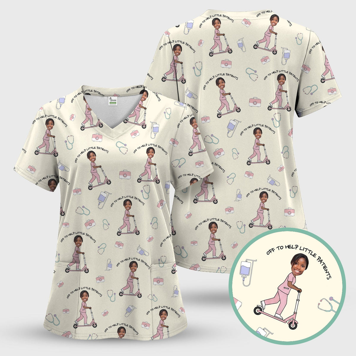 Personalized Pediatric Nurse Scooter Face Scrub Set