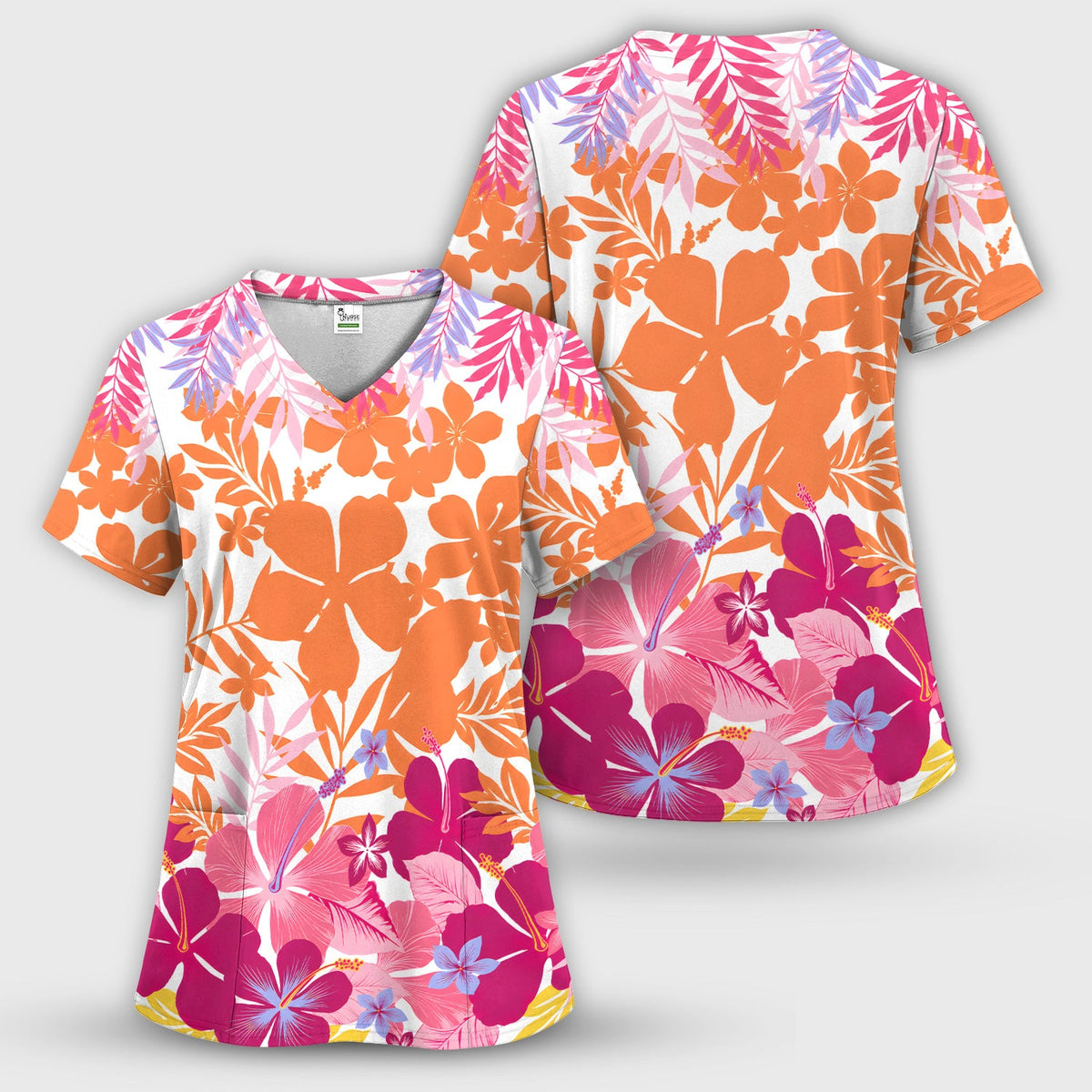 Tropical Hibiscus Bloom Nurse Scrub Set