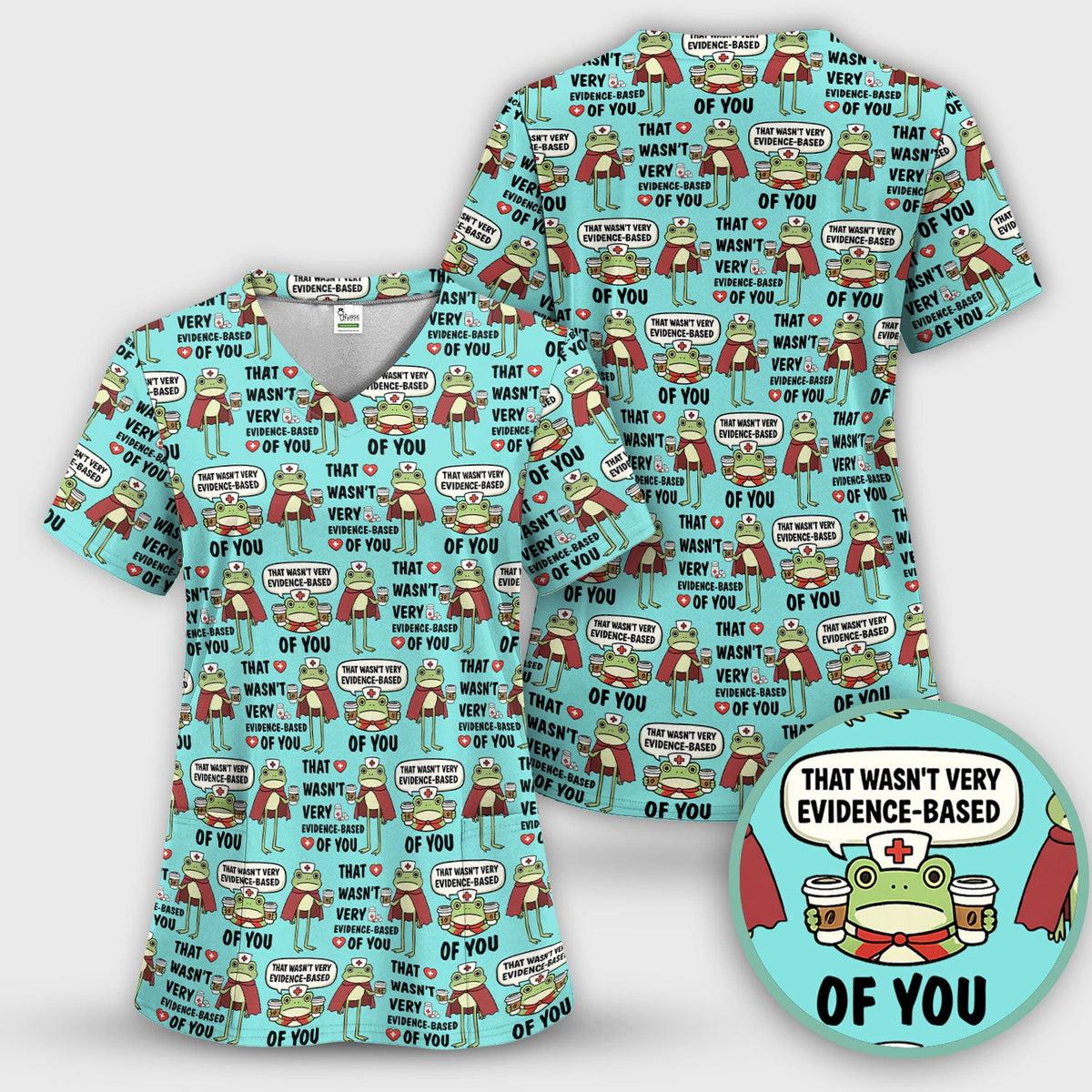 Funny Frog Nurse Quote Medical Pattern, Women's Scrub Set