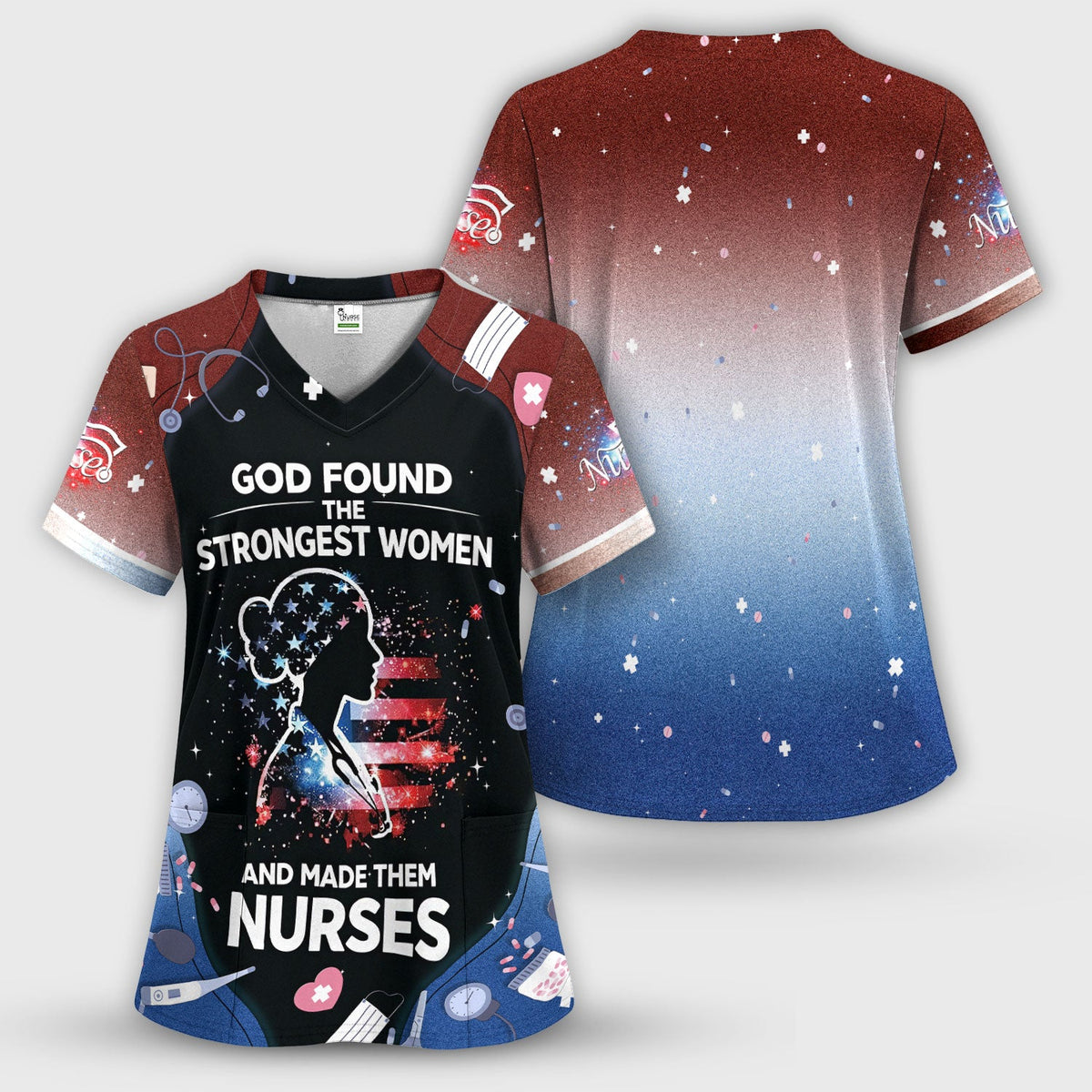 God Found The Strongest Women Nurse Scrub Set