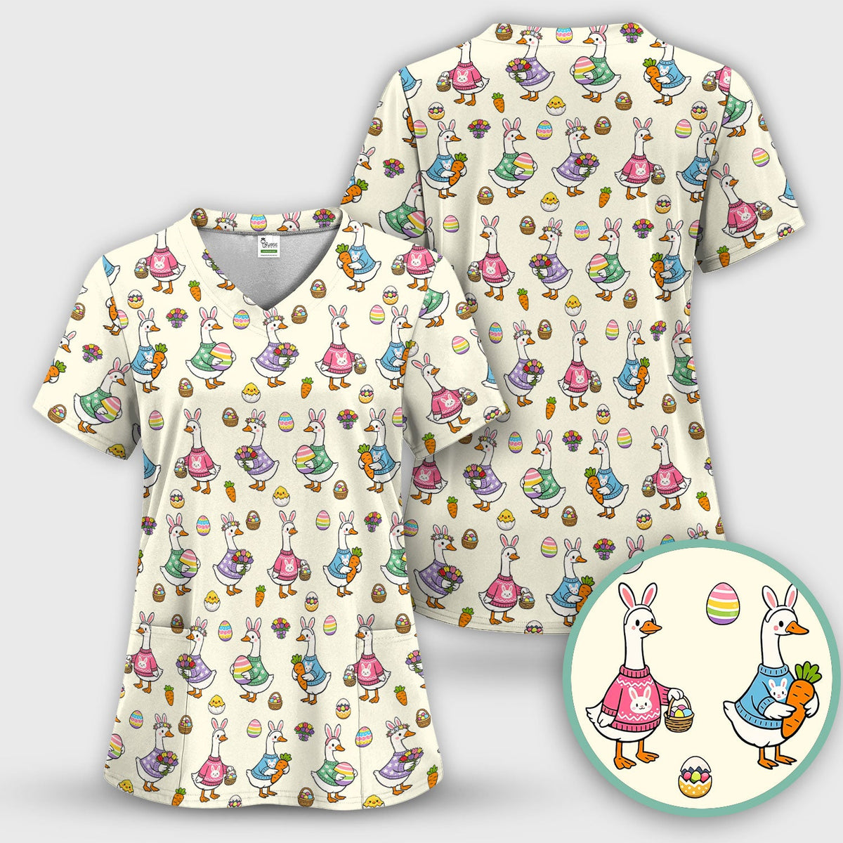 Easter Goose Nurse Scrub Top