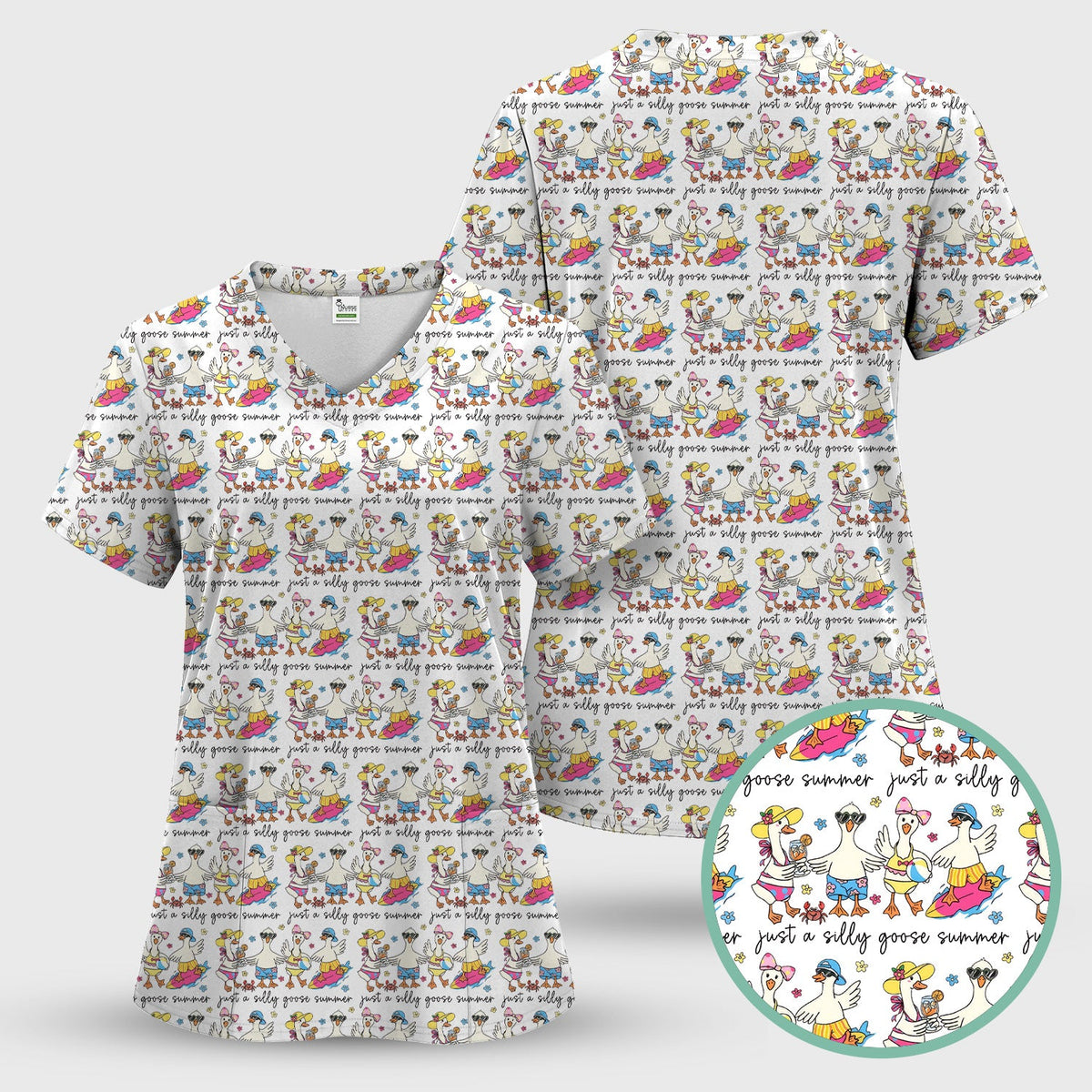 Goose Summer Beach Nurse Scrub Set