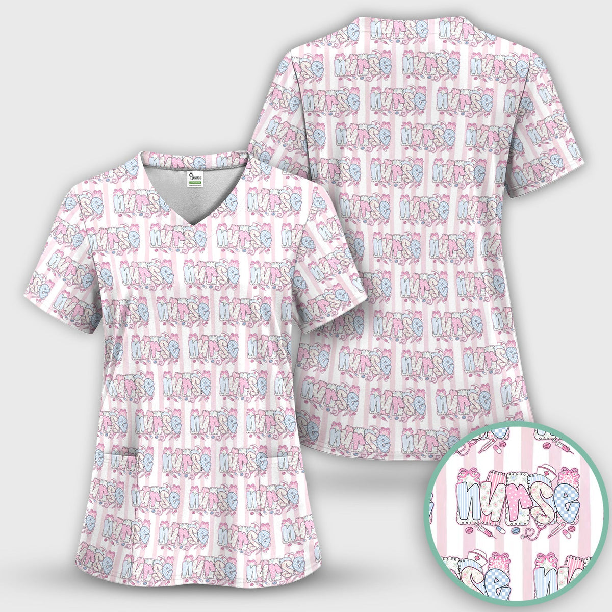Pastel Nurse Scrub Top