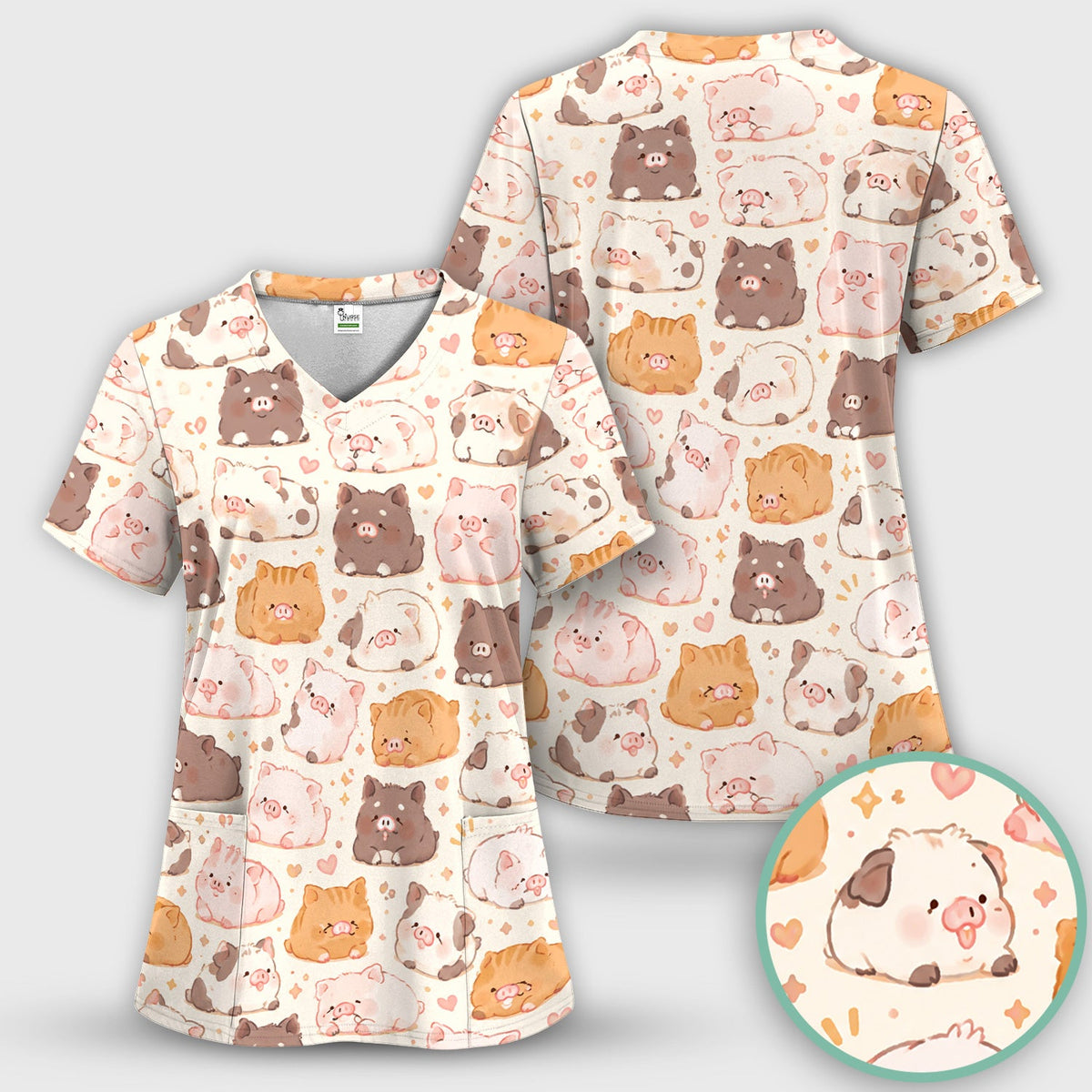Chubby Pig Nurse Scrub Top