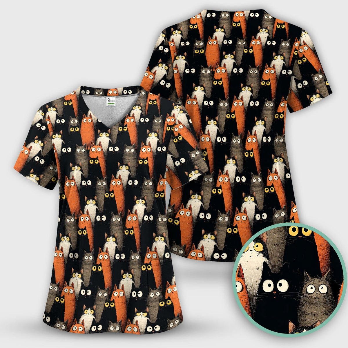 Black Cat Lover Nurse Scrub Set