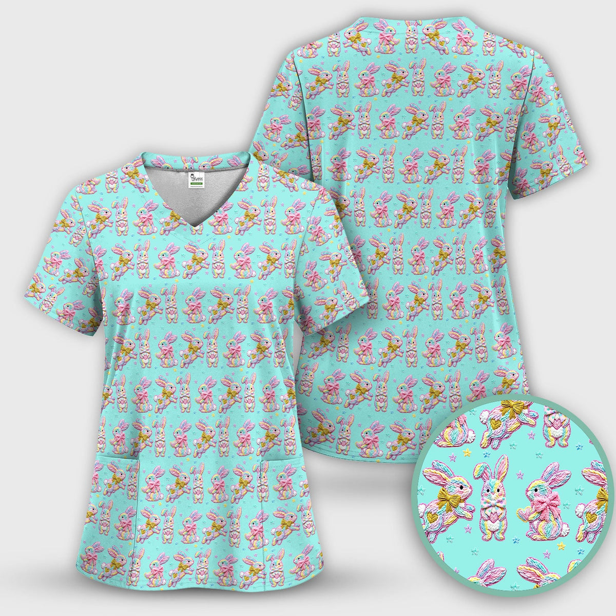Cartoon Bunny Nurse Scrub Set