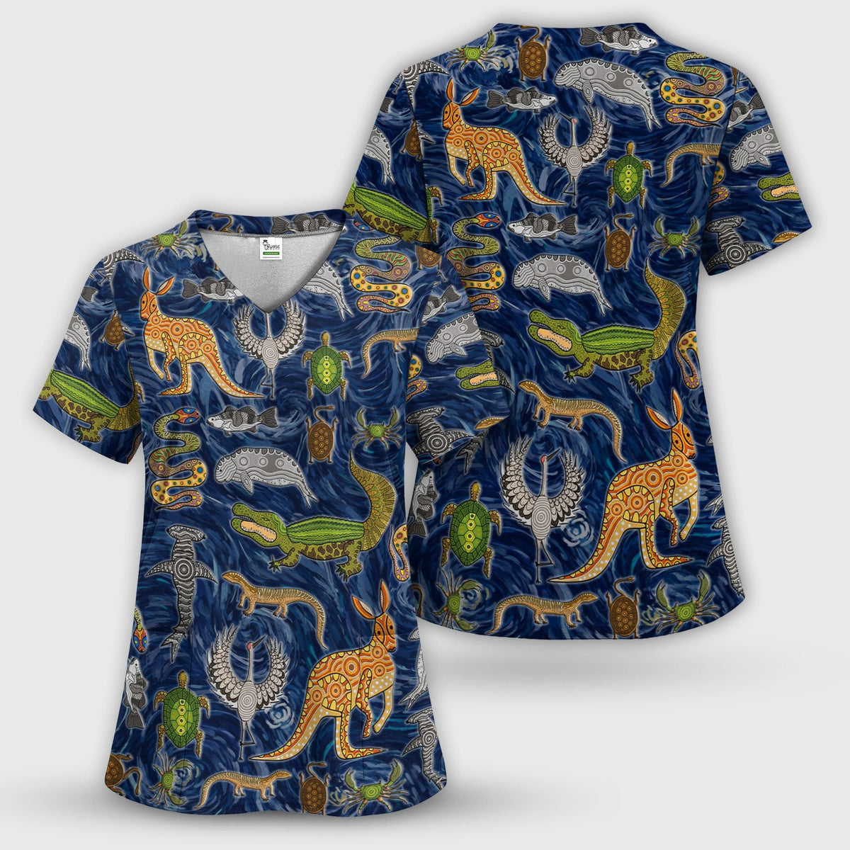 Crocodile Turtle Snake Nurse Scrub Set