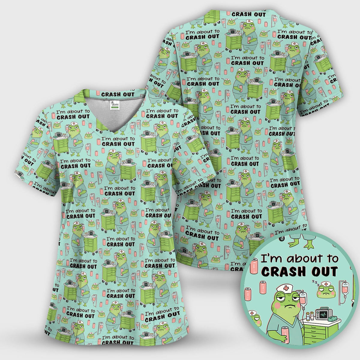 Crash Out Frog Nurse Scrub Set