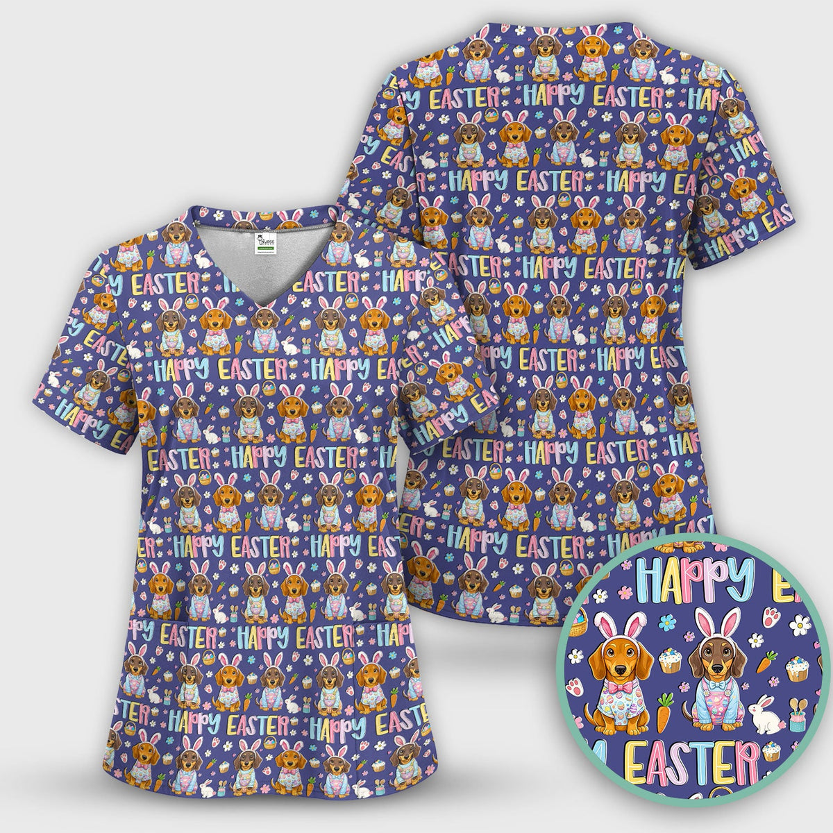 Dachshund Puppy Nurse Scrub Set - Easter Gift