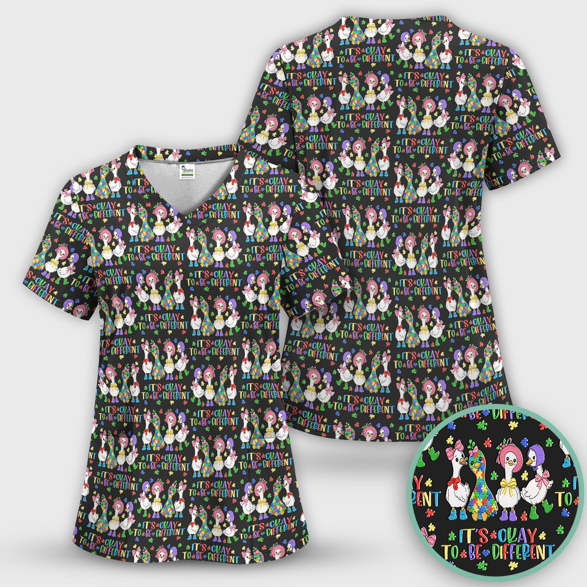 It's Okay To Be Different Duck Nurse Scrub Top