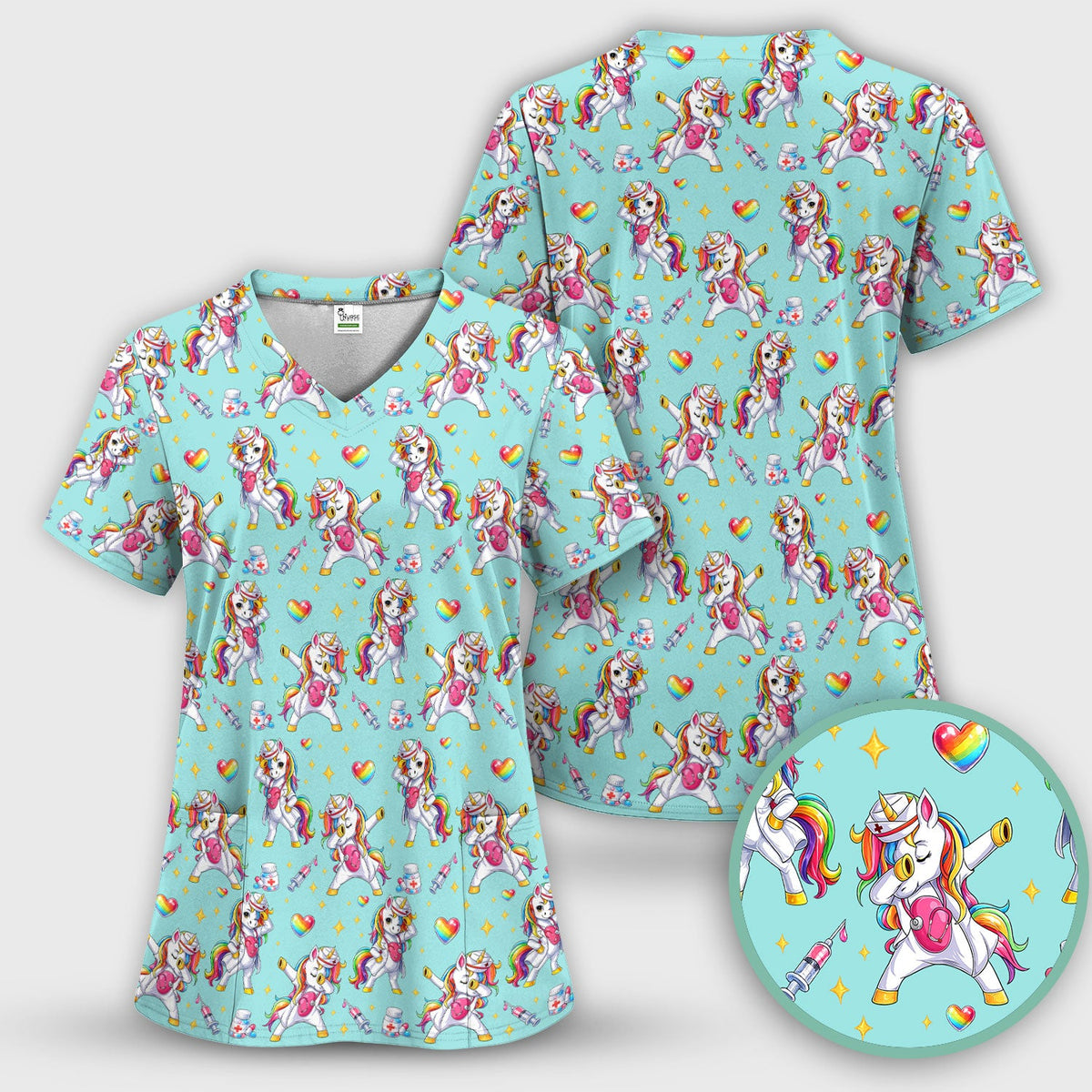 Nurse Unicorn Rainbow Scrub Set