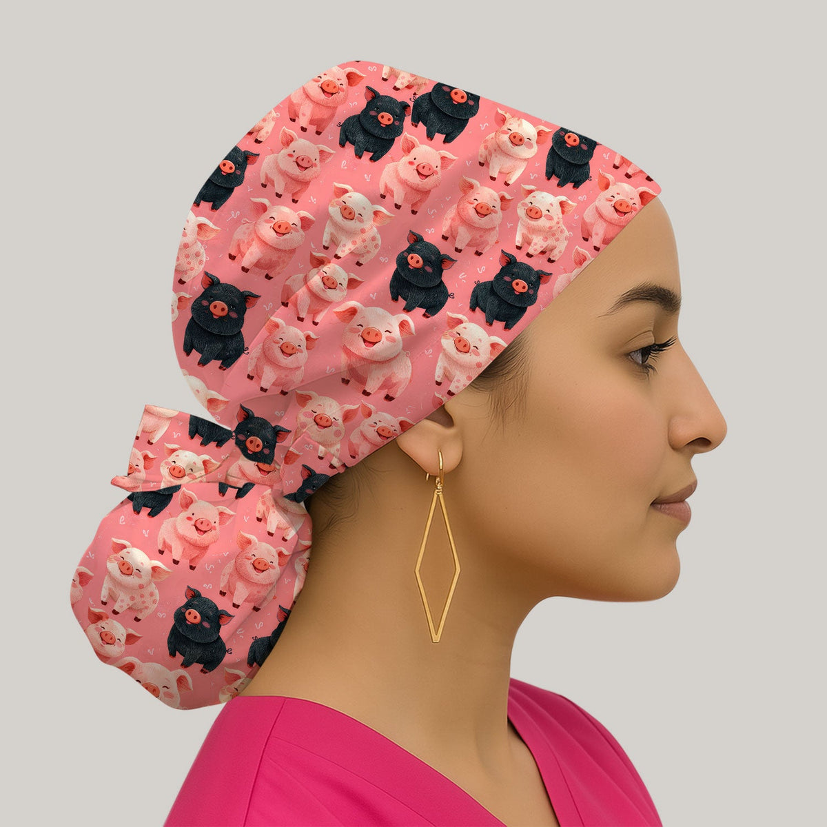 Cartoon Pig Scrub Cap