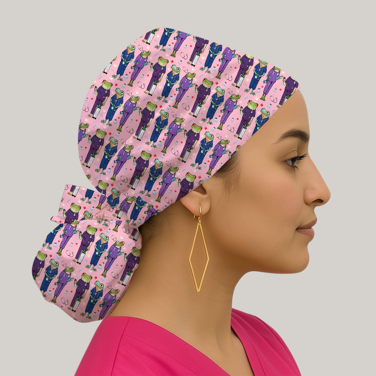 Frog Nurse Print Scrub Cap