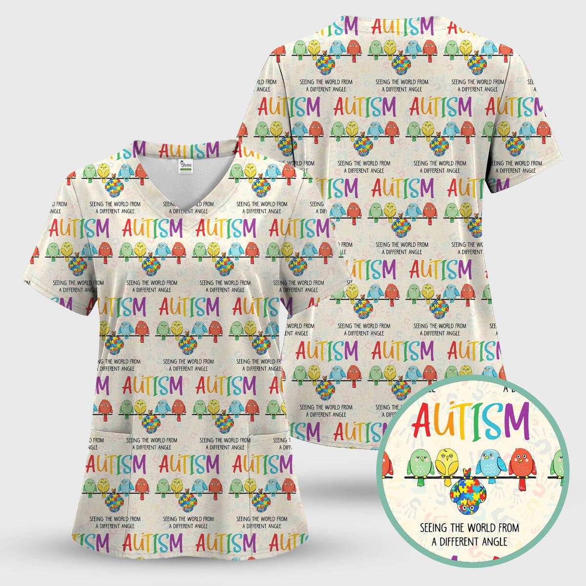 Autism Seeing The World From A Different Angle Nurse Scrub Set