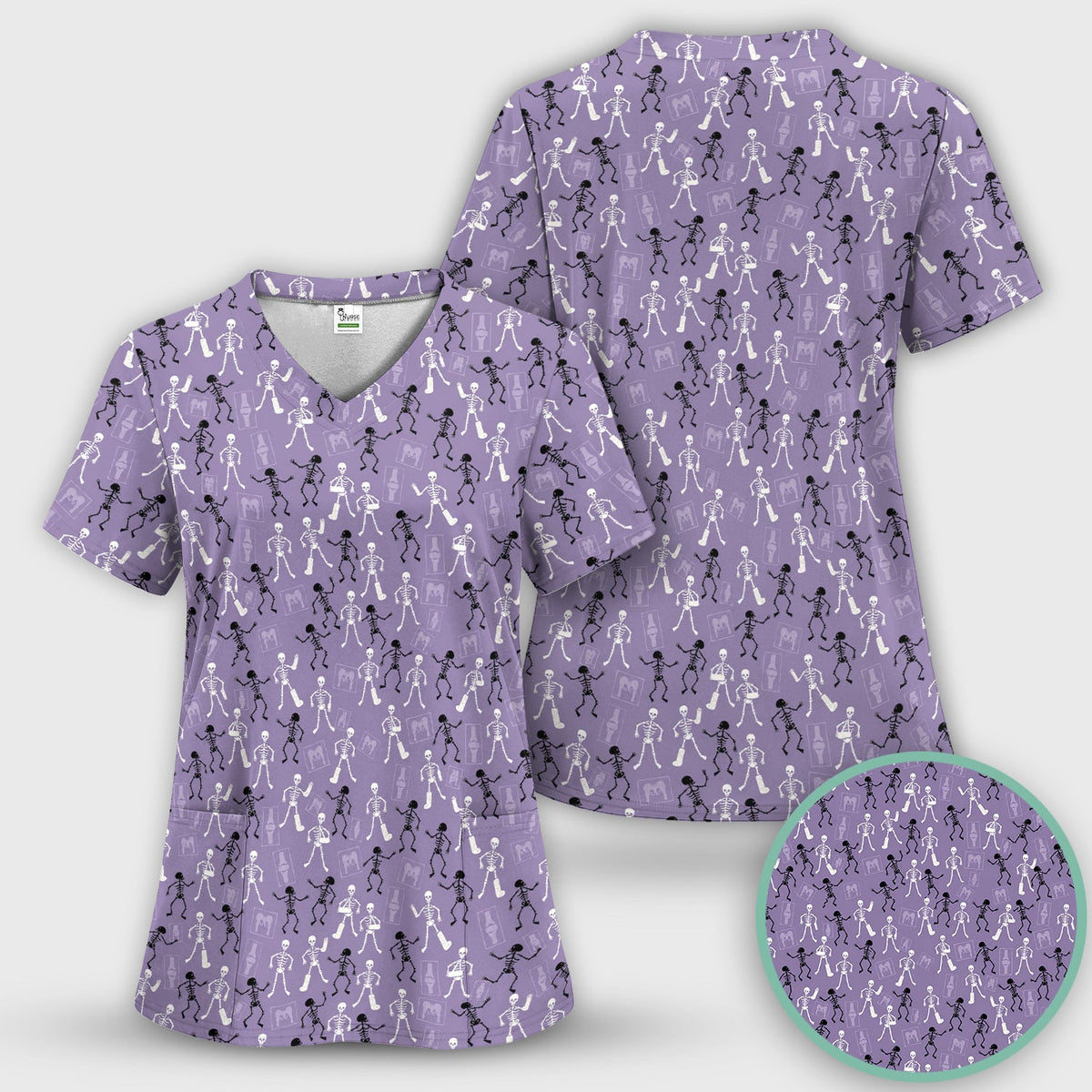 Orthopedic Skeleton Nurse Scrub Top - Halloween Gift