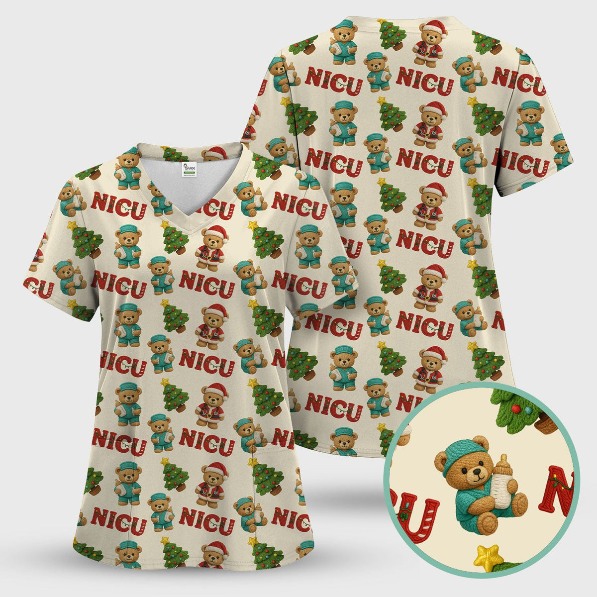 NICU Nurse Teddy Bear Scrub Set - Christmas Gift