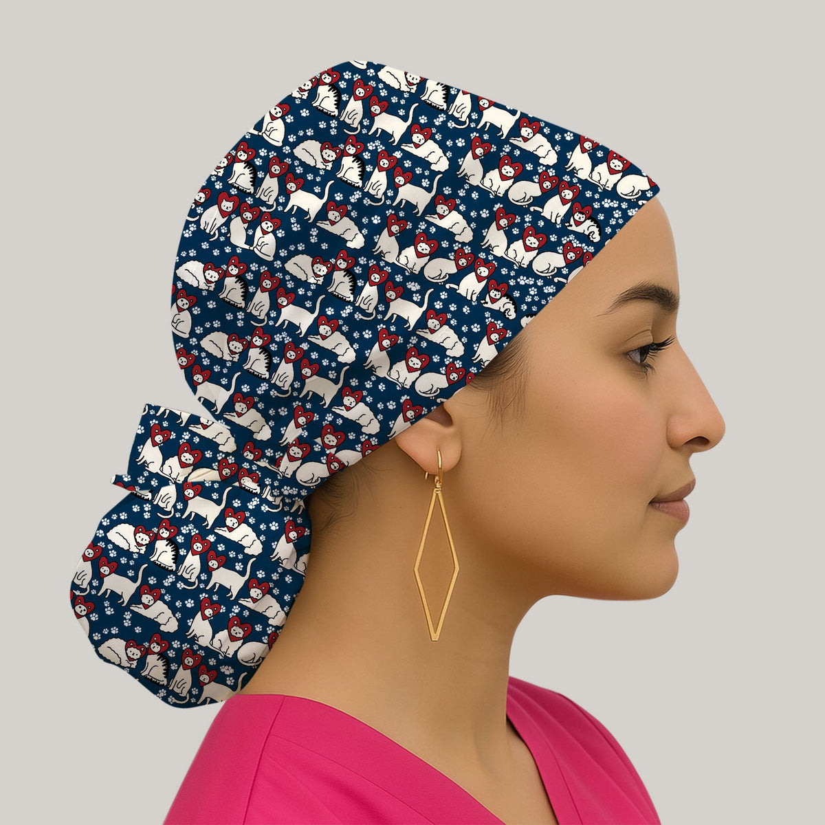 Cat Heart Scrub Cap