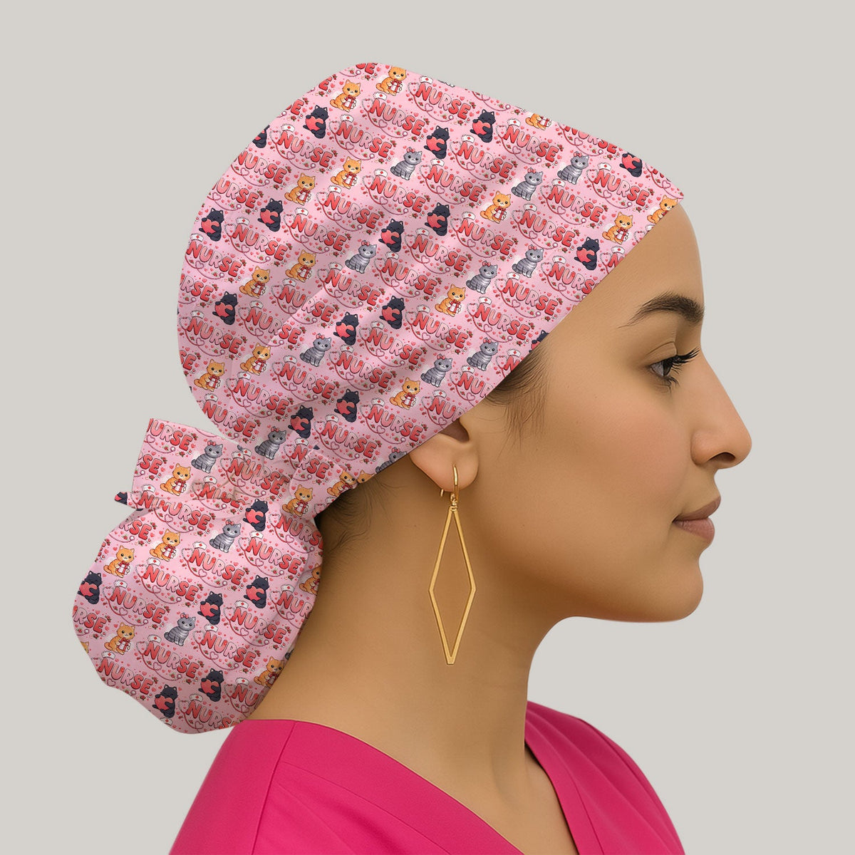 Cat Heart Nurse Scrub Cap - Valentines Day Gift