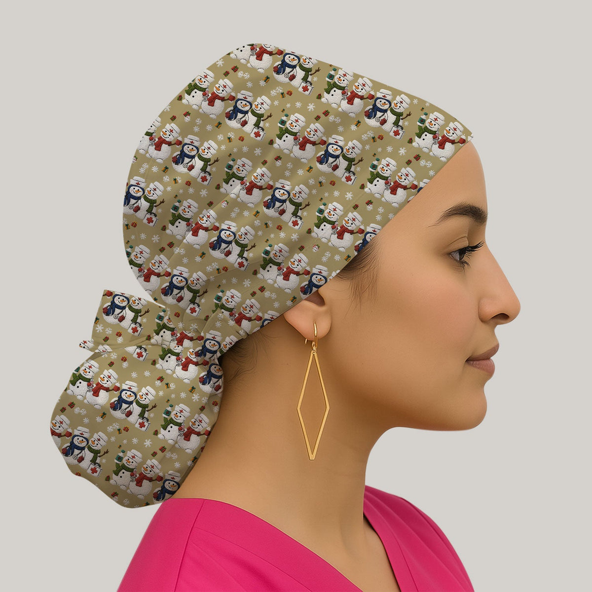 Snowman Scrub Cap - Christmas Gift For Nurse
