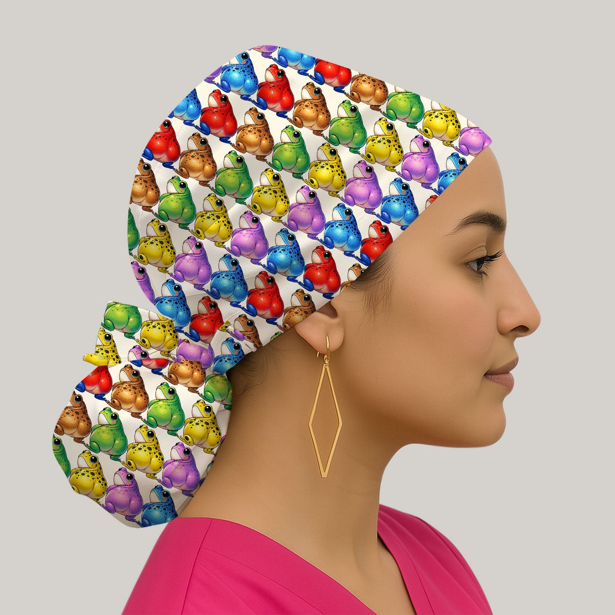 Colorful Frogs Scrub Cap
